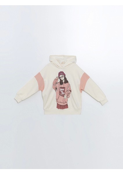 Lcw Kids Ekru Kapüşonlu Kız Çocuk Kalın Sweatshirt