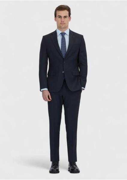 Lacivert Mikro Modern Fit Yün Karışımlı Takım Elbise fiyatları