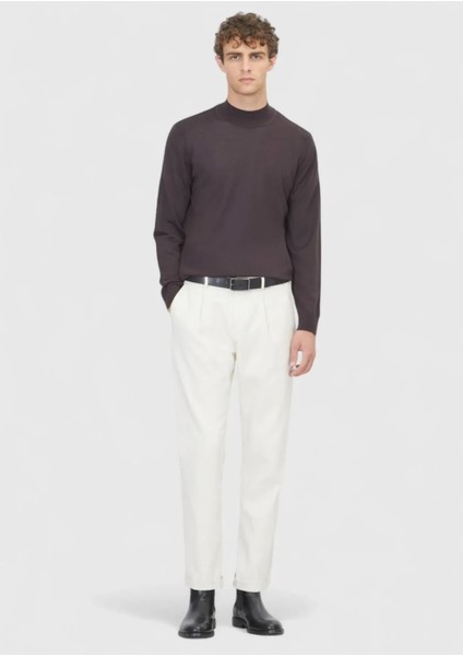 Mürdüm Bato Yaka Düz Örgü Yün Karışımlı Triko Kazak fiyatları