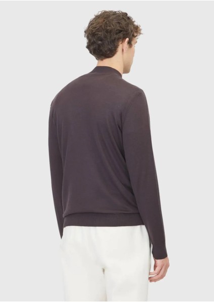 Mürdüm Bato Yaka Düz Örgü Yün Karışımlı Triko Kazak indirimleri