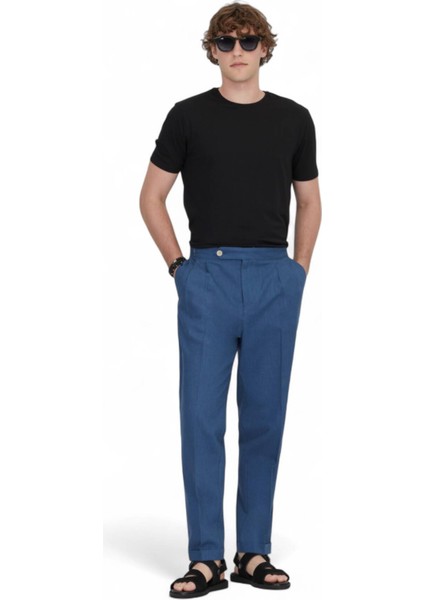 Indigo Dokuma Carrot Fit Casual Pamuk Karışımlı Pantolon