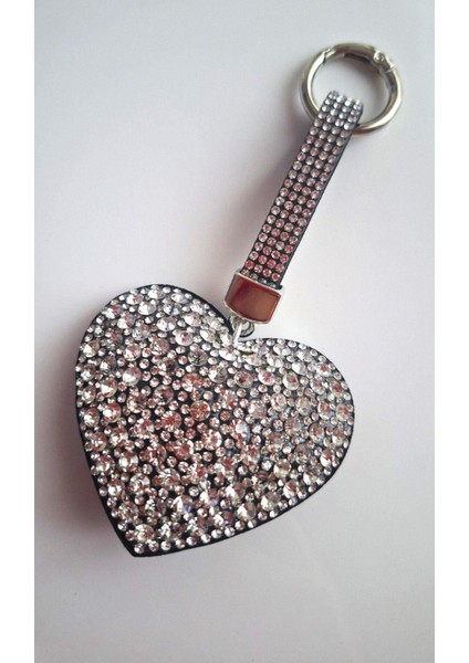 Lüks Hediyelik Zirkon Taşlı Nazar Boncuklu Gümüş Kalp Anahtarlık - Çanta Süsü 14,5 cm fiyatları