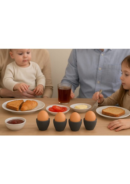 Dörtlü Gri Modern Yumurtalık Seti