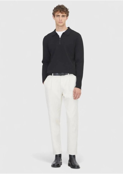 Siyah Polo Yaka Düz Örgü Triko Kazak fiyatları