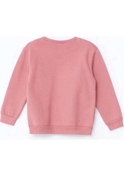 Lcw Kids Pembe Bisiklet Yaka Uzun Kollu Baskılı Kız Çocuk Sweatshirt ve Eşofman Alt 2'li Takım modelleri