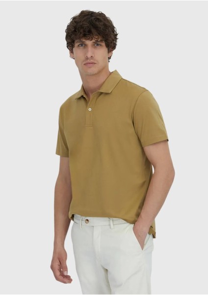 Zeytin Yeşili Düz Polo Yaka %100 Pamuk T-Shirt