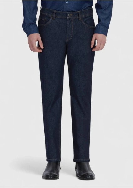 Lacivert Düz Slim Fit Denim Pamuk Karışımlı Pantolon fiyatları