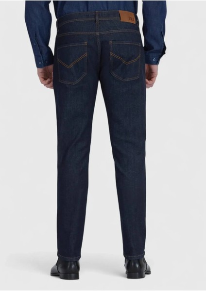 Lacivert Düz Slim Fit Denim Pamuk Karışımlı Pantolon indirimleri