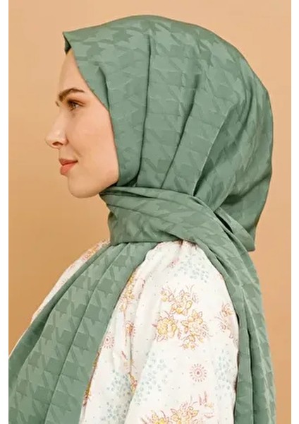 Kazayağı Desen Haki Pamuk Jakar Şal