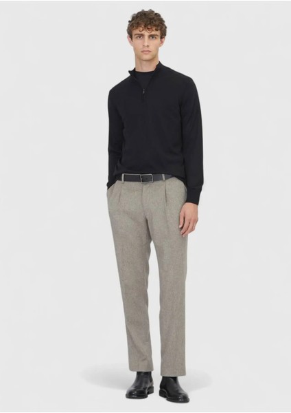 Siyah Yarım Balıkçı Yaka Düz Örgü Yün Karışımlı Triko Kazak fiyatları