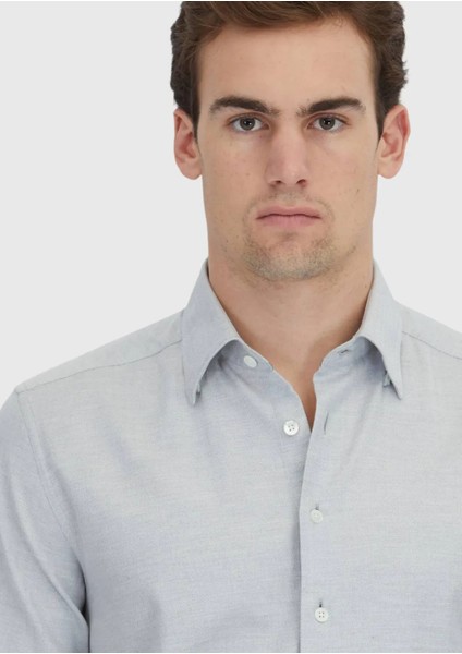 Açık Gri Desenli Casual Fit Dokuma Casual %100 Pamuk Gömlek modelleri