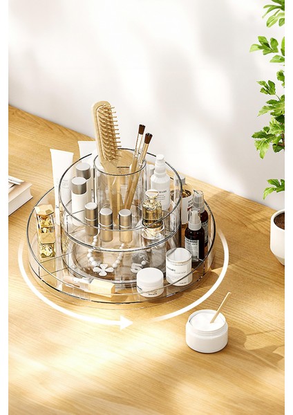 360° Dönebilen Makyaj Organizeri, Beyaz, Şık ve Pratik Düzenleyici indirimleri