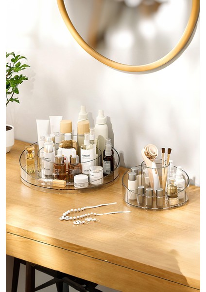 360° Dönebilen Makyaj Organizeri, Beyaz, Şık ve Pratik Düzenleyici