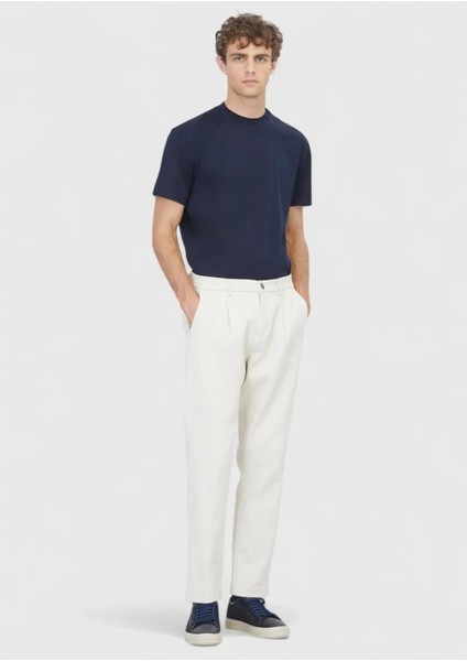 Bej Düz Dokuma Jogging Fit Casual Pamuk Karışımlı Pantolon