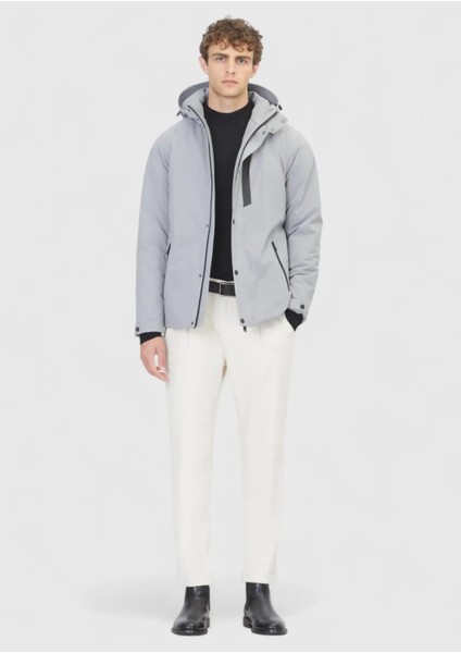 Açık Gri Regular Fit Kapüşonlu Casual Dokuma Mont fiyatları