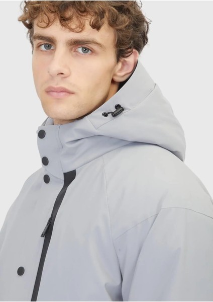 Açık Gri Regular Fit Kapüşonlu Casual Dokuma Mont indirimleri
