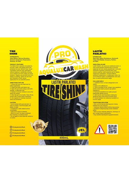 Proaqualuxcarwash Hızlı Cila - Lastik Parlatıcı (Jel)