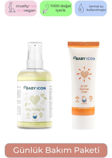 Bebek Bakım Kiti Güneş Kremi ve Masaj Yağı 2'li Set