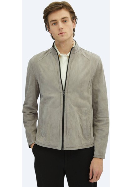 Gri Regular Fit Dik Yaka Smart Casual Çift Taraflı Deri Mont fiyatları