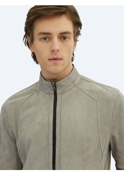 Gri Regular Fit Dik Yaka Smart Casual Çift Taraflı Deri Mont indirimleri