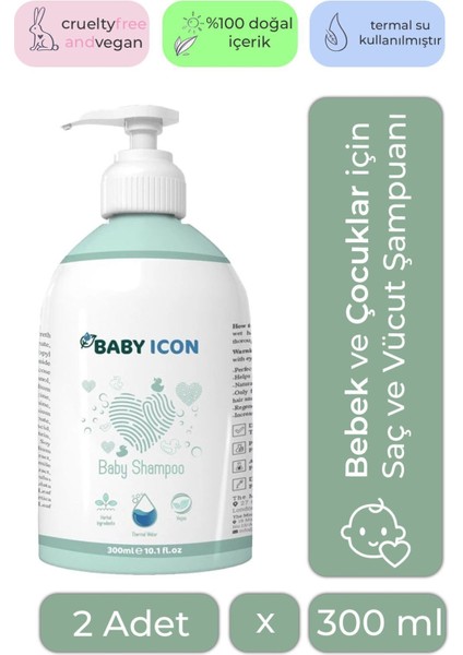 Saç ve Vücut Bebek Şampuanı - 2 Adet x 300 ml Doğal, Vegan Sülfat ve Parfüm Içermez