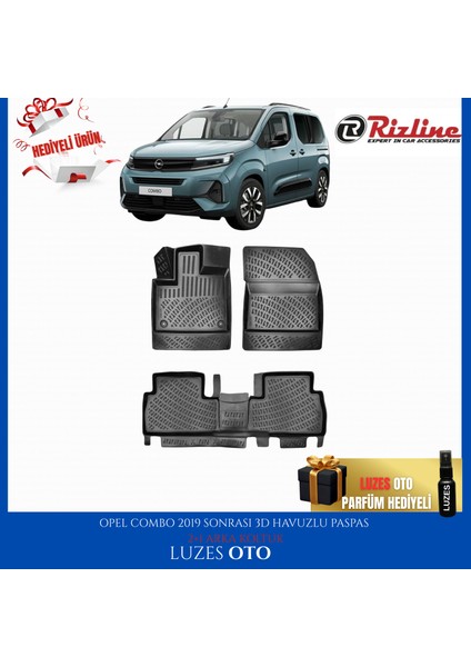 Opel Combo 3D Havuzlu Paspas (2+1 Arka Koltuk) 2025 Model Uyumlu