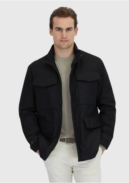 Siyah Regular Fit Micro Jel Elyaflı Spor Ceket