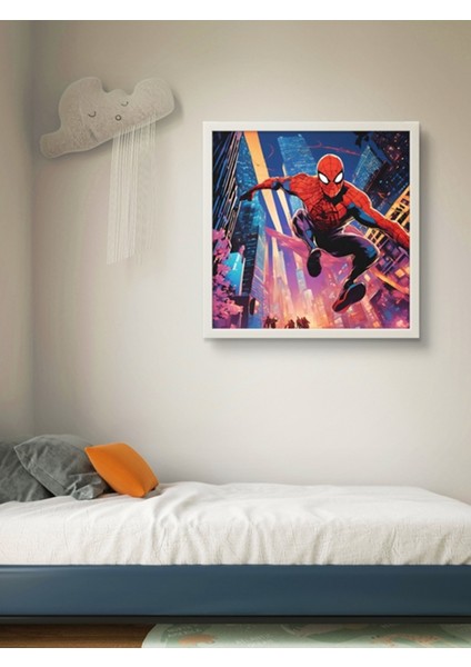 Örümcek Şehirde , Çocuk Odası LED Tablo – 60X60 cm | Sıva Üstü Montajlı, Tak-Çalıştır Sistem, fiyatları