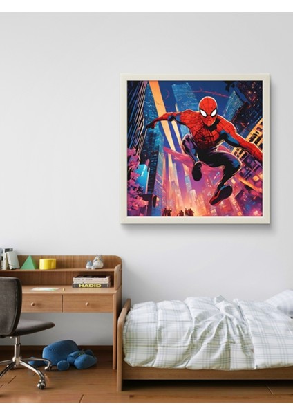 Örümcek Şehirde , Çocuk Odası LED Tablo – 60X60 cm | Sıva Üstü Montajlı, Tak-Çalıştır Sistem, indirimleri