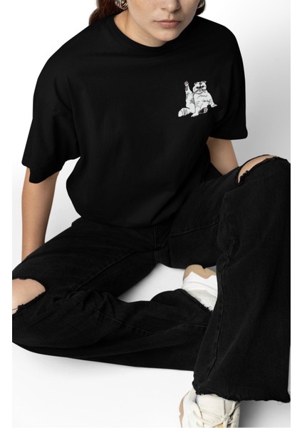 Unisex Karma Is A Cat Sırt Baskılı Tişört, Oversize Taylor Swift Temalı Bisiklet Yaka T-Shirt fiyatları