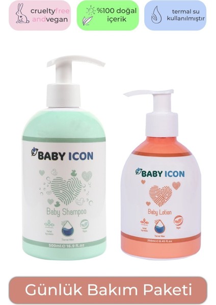 Bebek Şampuanı 500ML ve Bebek Losyonu 250ML Baby Icon