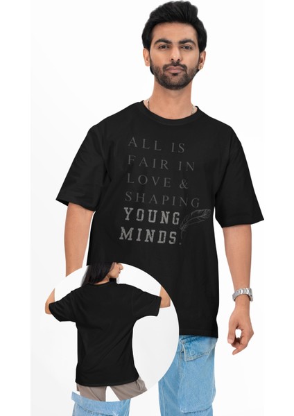 Unisex All Is Fair In Love Shaping Young Minds Baskılı Tişört, Oversize Taylor Swift Temalı T-Shirt