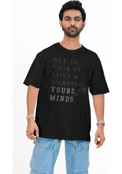Unisex All Is Fair In Love Shaping Young Minds Baskılı Tişört, Oversize Taylor Swift Temalı T-Shirt modelleri