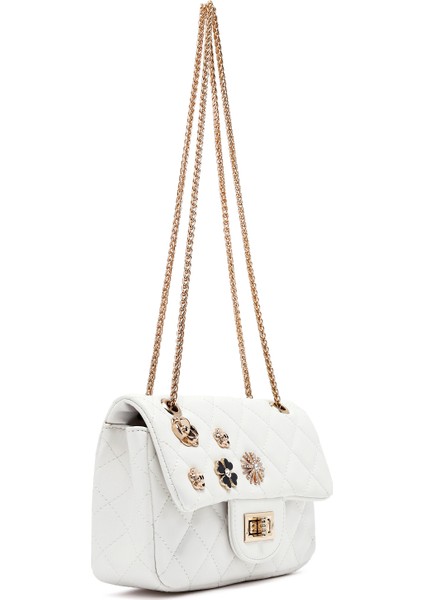 Kadın Beyaz Uzun Askılı Kapitone Omuz Çantası 25ABD2611KP