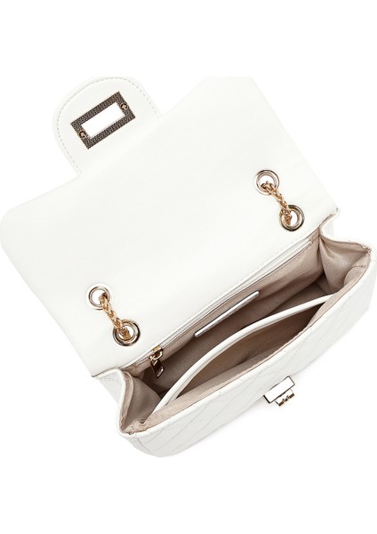 Kadın Beyaz Uzun Askılı Kapitone Omuz Çantası 25ABD2611KP