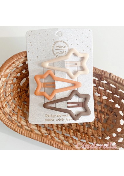 3'lü Büyük Mat Soft Basic Renkli Kayan Yıldız Çıtçıt Toka Seti 5.2cm - Yıldızlı Çıtçıt Çocuk Tokası