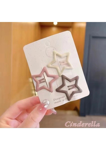 3'lü Büyük Mat Soft Renkli Yıldız Çıt Çıt Toka Seti 4.2cm - Yıldızlı Çıtçıtlı Çocuk Saç Tokası