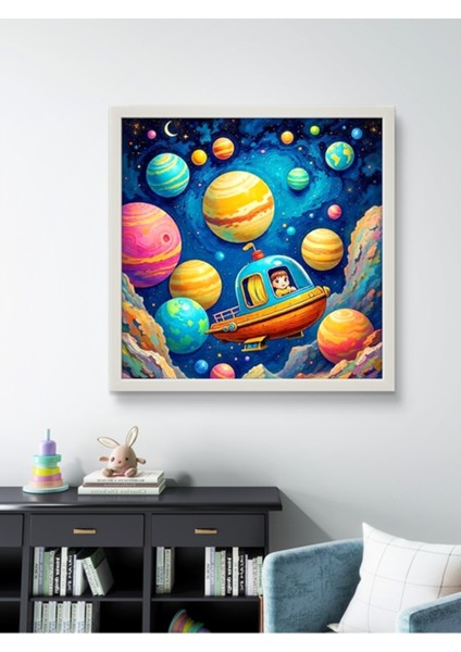 Uxay Gemisi Çocuk Odası LED Tablo – 60X60 cm | Sıva Üstü Montajlı, Tak-Çalıştır Sistem, Arapuarlı