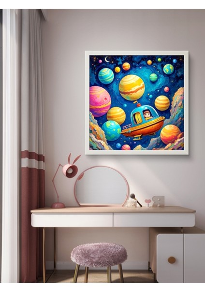 Uxay Gemisi Çocuk Odası LED Tablo – 60X60 cm | Sıva Üstü Montajlı, Tak-Çalıştır Sistem, Arapuarlı modelleri