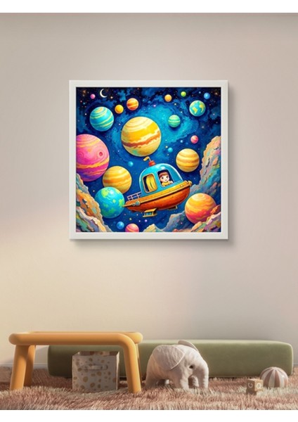 Uxay Gemisi Çocuk Odası LED Tablo – 60X60 cm | Sıva Üstü Montajlı, Tak-Çalıştır Sistem, Arapuarlı