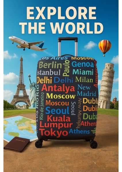 HBCV Kadın Orta Boy Valiz Kılıfı – Likralı Hafif Kumaş, Aşınma ve Kirlenmeye Karşı Dayanıklı Seyahat Koruması