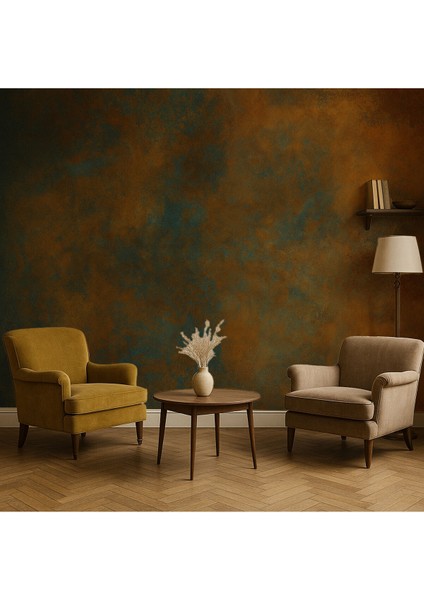 Sanatsal Patina Duvar Kağıdı Amber Indigo | Kendinden Yapışkanlı & Dokulu Kağıt