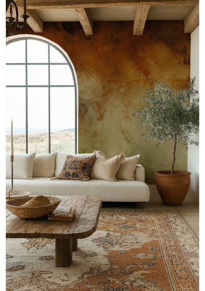 Kendinden Yapışkanlı Yankı Desenli Duvar Kağıdı –toprak Tonlarında Mermer Damar Görünümlü modelleri