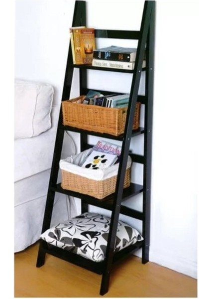 Çok Amaçlı Ahşap Merdiven Tasarımlı Yan Sehpa, Çiçeklik ve Kitaplık – Dayanıklı Beyaz Renk, Salon ve Ofis Kullanımına Uygun