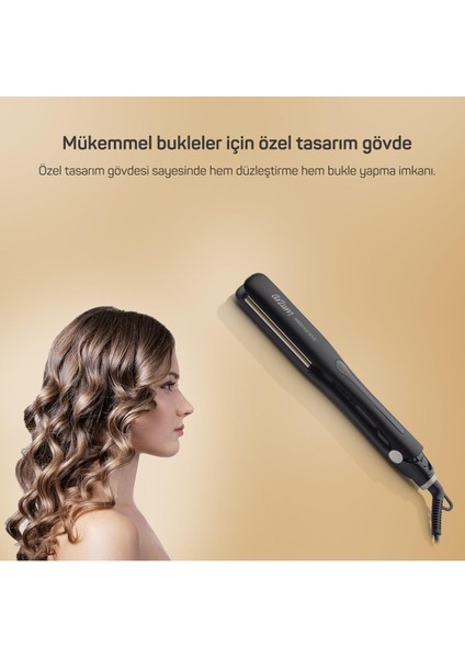 Prostyle Mat Siyah Saç Düzleştirici – 32 mm Titanyum Seramik Plaka, 8 Kademeli 150-230°C Isı Ayarı, Hızlı Isınma fırsatları