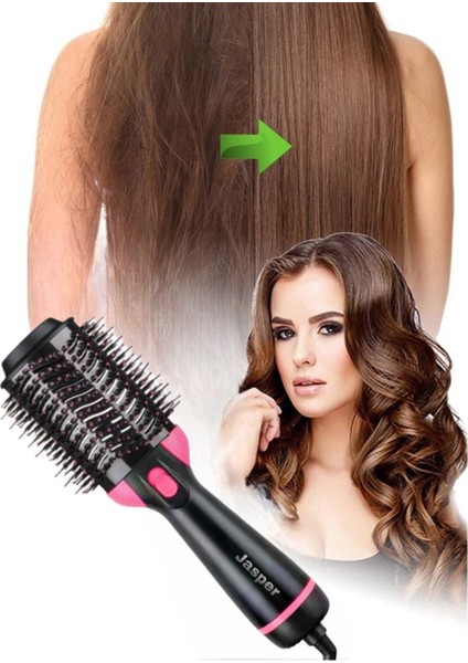 25 mm Seramik Hava Üflemeli Saç Şekillendirici ve Düzleştirici Fön Tarağı – 200°C Ayarlı, Hacim ve Parlaklık İçin