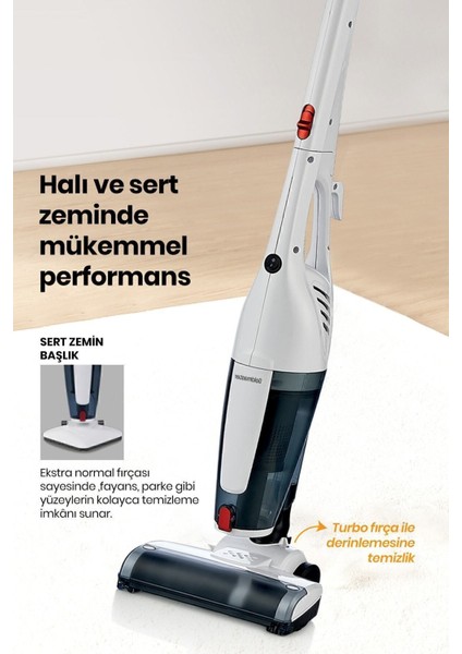 GM-7545 Joker Beyaz Dik Elektrikli Süpürge – 3 Fonksiyon, 1 L Toz Haznesi, Torbasız ve Güçlü Emiş indirimleri