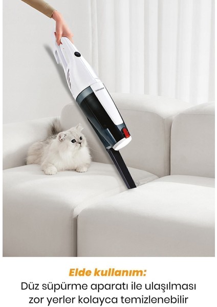 GM-7545 Joker Beyaz Dik Elektrikli Süpürge – 3 Fonksiyon, 1 L Toz Haznesi, Torbasız ve Güçlü Emiş
