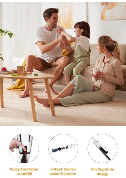 GM-7545 Joker Beyaz Dik Elektrikli Süpürge – 3 Fonksiyon, 1 L Toz Haznesi, Torbasız ve Güçlü Emiş