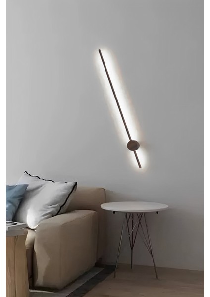 Modern Dekoratif Çubuk Led Duvar Aplik 70 Cm Ahşap Desenli Profil (Yuvarlak Rozanslı) 3000K